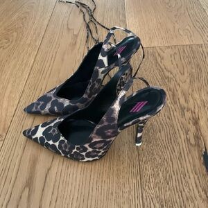 The Attico Leopard Print Slingback Heels